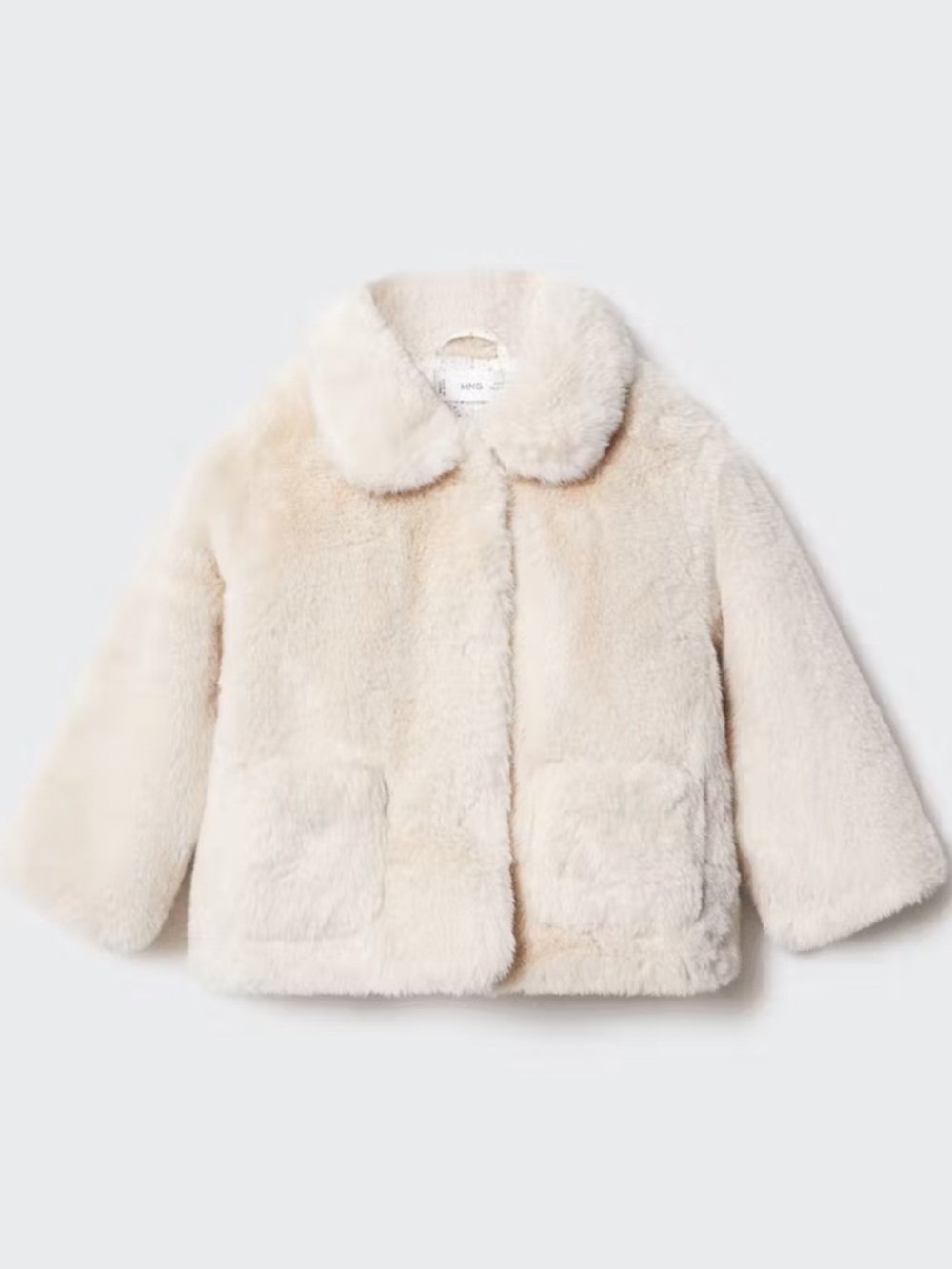 MANGO Cream Faux-Fur Kids Coat Size 12-18M NWT